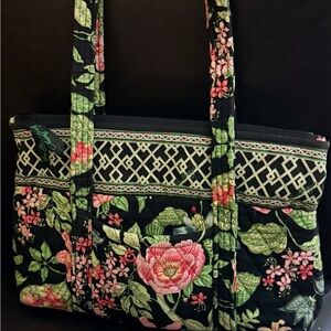 Vera Bradley Black and Green Floral Shoulder Bag